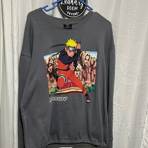 Anime Graphic Crewneck Sweater in Gray NWOT